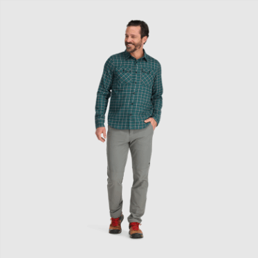 Camisa De Franela De Retroalimentación Para Hombres De Investigación Al Aire Libre A Cuadros De Línea De árboles Claros