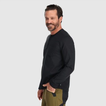 Outdoor Research Baritone Hombre Manga Larga Cuello Henley Negro