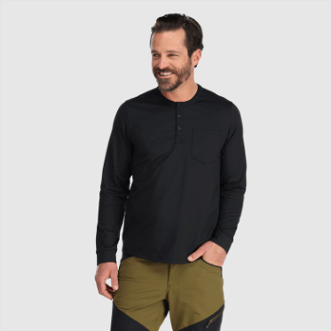 Outdoor Research Baritone Hombre Manga Larga Cuello Henley Negro
