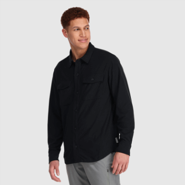 Chaqueta De Camisa Negra De Mezcla De Senderos Para Hombres De Investigación Al Aire Libre