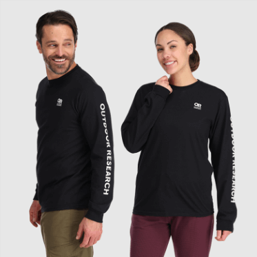 Camiseta De Manga Larga Con Logo En El Pecho De Investigación O Bloqueo Al Aire Libre Negro/blanco